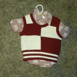 Boy Size 4 - Burgundy & White Vest & Shirt